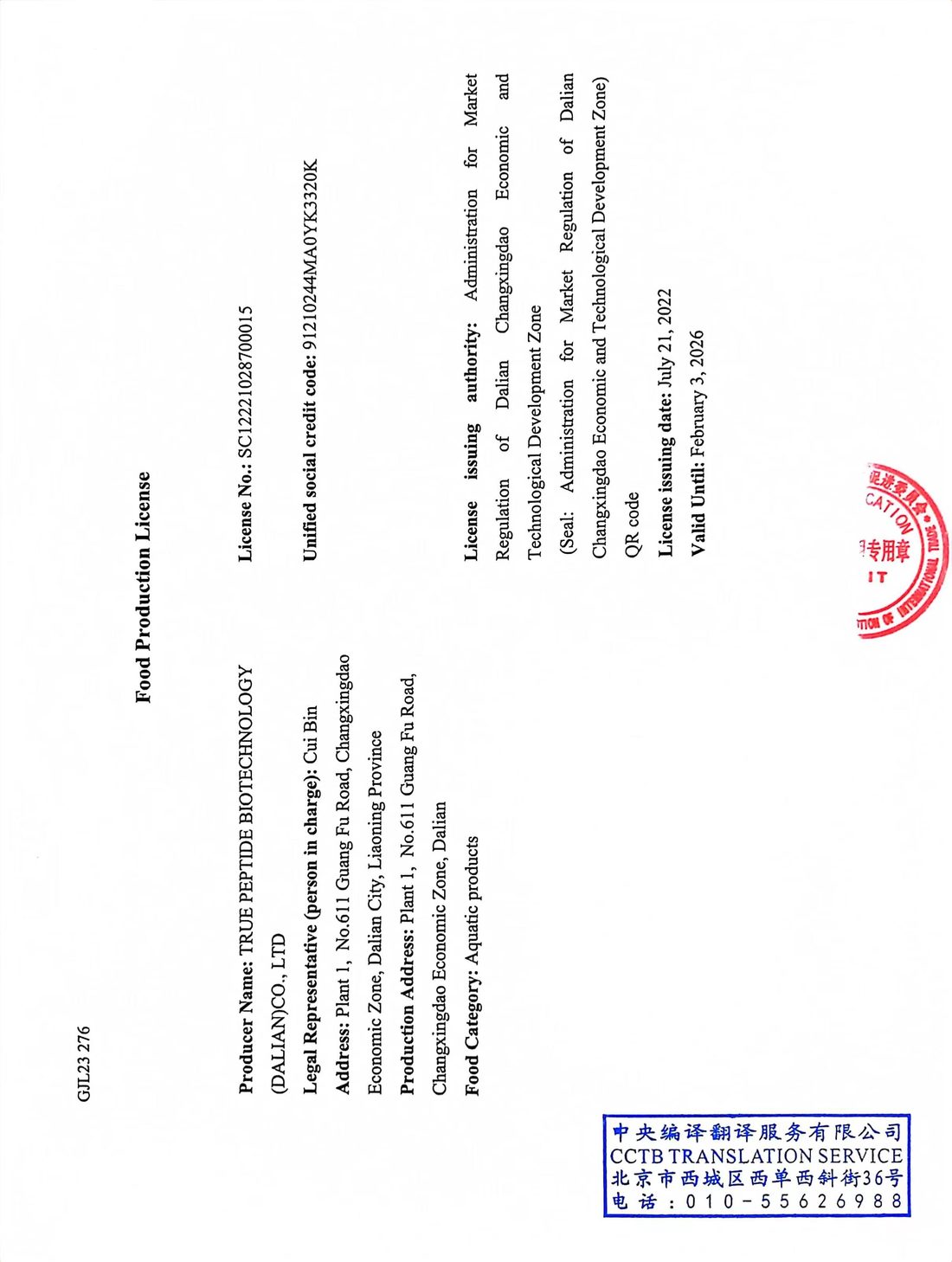 Food Production License